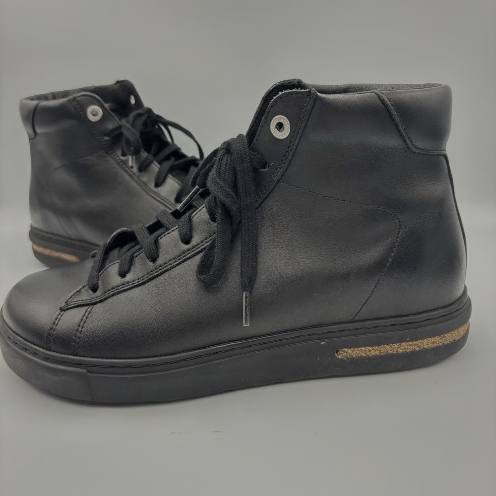 Birkenstock Black Leather Bend Mid Lace Up Sneaker Shoe Womens 38N US 7.5